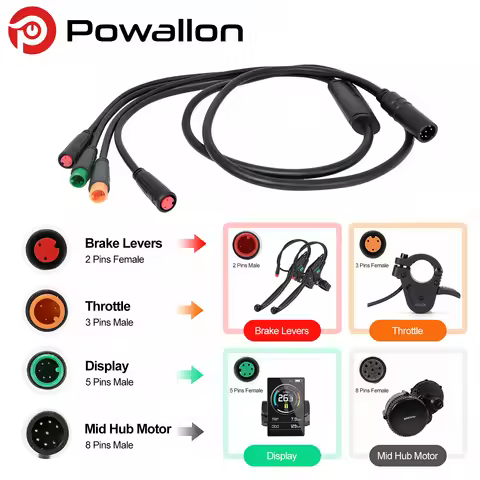 1T4 Cable Wiring Harness for Bafang BBS01 BBS02 BBSHD Mid Drive Motor, 1T4 Extension Cable Female to