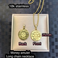 18k gold stainless money amulet necklace