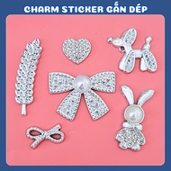B67 imitation metal slipper charms with diverse designs, fake metal stickers to decorate slippers