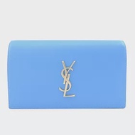 YSL 簡單LOGO立體翻蓋手拿包- 水藍