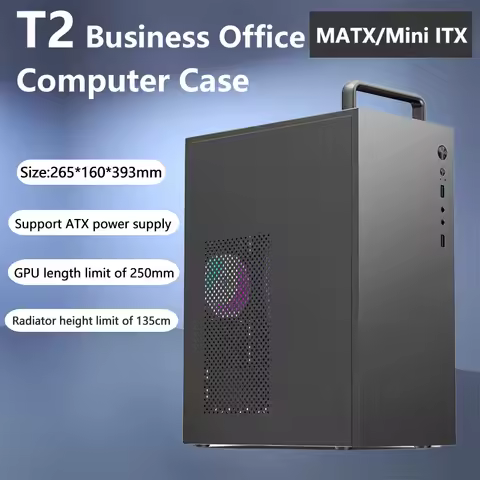 T2 Business Office Computer Case Portable Design Supports ATX Power Supply M-ATX/Mini ITX Motherboar