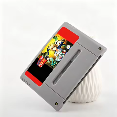 Link 12 Earthworm Jim 1 2 Full Tested Action Game Cartridge Gray Shell For SNES PAL NTSC Video Game 