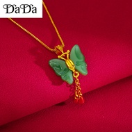 916 gold necklace women's real gold necklace pendant gold necklace women's wild gold inlaid jade butterfly pendant