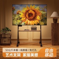 TV Bracket Floor Mobile Wall Mount Brackets Light Luxury Art Bracket Fashion TV Shelf Trolley with Wheels