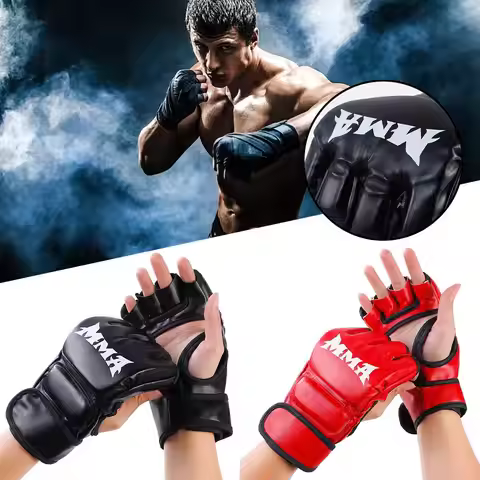 Professional Boxing Training Gloves Half Finger Leather Cushion for Adult Sanda Boxing UFC Training 