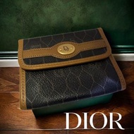 🌺Dior迪奧| Christian Dior復古棕色x黑色蜂巢圖案零錢包#二手