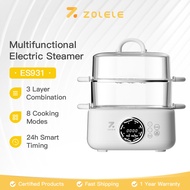 ZOLELE ES931 5-in-1 Electric Multi Food Steamer Cooker 3 Tier 24 Hours Appointment 8 Preset Menus Electric Cooker