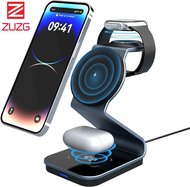 ZUZG ที่ชาร์จแบบไร้สายแม่เหล็ก3 In 1สามารถใส่ได้กับ iPhone สถานีชาร์จไร้สายรุ่น15/14/13/12,Apple วอทช์9/8/7, AirPods 3/2 /Pro 2nd 2023/2022ชาร์จเร็ว USB-C