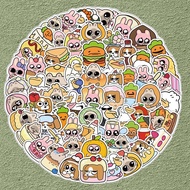 102PCS Funny Food Siamese Lipper Beagle Stickers for Kids Cartoon Hand Account Pencil Case Decals