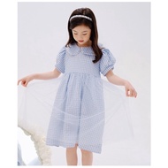 Plaid Dress Blue Lotus Neck/G29/550