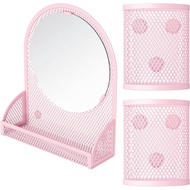 Locker Mirror Magnetic with 2 Magnetic Pen Holders, Pink Locker Accessories for Girls, Locker Organi