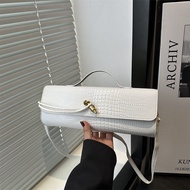 【店长推荐】2025蛇皮鳄鱼纹女士手拿晚宴包复古中古法棍包百搭单肩斜挎包2025 Snake Skin Crocodile Pattern Ladies' Handheld Banquetjzgc00