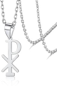 Chi Rho Christ Necklace Christogram Alpha Omega PX XP Symbol Pendant Jesus Christian Religious Jewel
