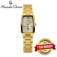 [Official Warranty] Alexandre Christie 2455LDBGPIV Women's Gold Dial Stainless Steel Strap Watch