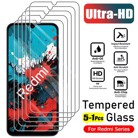 1-5Pcs Tempered Glass For Redmi 15 4G 5G 14C 15C redmi 12 Screen Protector on Redmi 12C 13C 13R 15R 