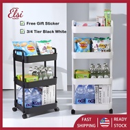 【READY STOCK】3 Tier Multifunction Trolley  Storage Rack Office Shelves Home Kitchen Rack With Plastic Wheel