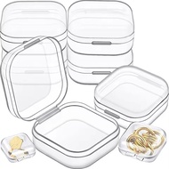 Mini Square Storage Box / Transparent Plastic Flip Small Container / Pill Jewels Dustproof Organizer