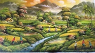 Ready Gan Lukisan Kanvas Pemandangan Nuansa Sunset Istime Model Terbaru (Ukuran 2X1 Meter) Ready Gan