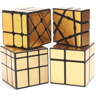 XIAORUI 4 Pack Speed Cube Bundle of 1x3x3 Ghost Cube +2x2x2 & 3x3x3 Mirror Cube + Wheel Cube Irregul