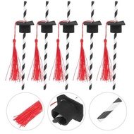 12pcs Graduation Graduation Cap Drinking Straw Beverage Straw with Graduation Cap