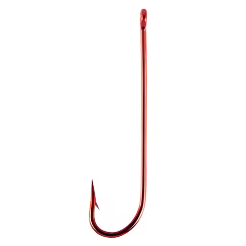 50/100pcs Red Extra Long Shank Hooks Aberdeen Fishing Hook Live Bait Hook Blood Worm Hook Offset for