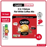 [3 Pkts] Cafe21 Flat White Deluxe Regular Bundle Pack | No Sugar Added | Bold Taste | Smooth Textue 