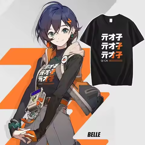 MiHoYo Game T Shirt Zenless Zone Zero Print Tops ZZZ Role Wise Belle Men Women Short Sleeve O-neck G