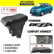 Perodua Bezza HC CARGO USB LED Indicator Double Layer Adjustable Armrest w/ USB HC-13 Organizer Cons