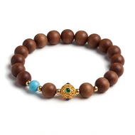 XinLi With Certificate 999 Silver Barbie Sandalwood Turquoise Bracelet Lucky Charm Jewelry