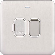 Schneider Electric Lisse Screwless Deco GGBL5011WSS Switched Single Fused Connection Unit, 13A, Doub