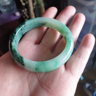 Yipinxuan~Natural Burmese Jade A Product-Y666-Flower Sapphire Bracelet Width 12.6mm Thick 7.8mm Inne