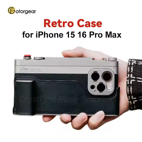 Fotorgear Retro Photography Kits For iPhone 15 16 17 Pro Max Phone Case T-Mount with Leather Handle