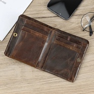 7svf Newsbirds Leather Short Wallet Card Wallet Bifold Coin Holder Short Wallet Men's Leather Wallet True Cowboy Zipper WalletMen Wallets