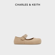 CHARLES&KEITH Sandals CK1-70381134 รองเท้าส้นตึกหัวมน Mary Jane Birkenstocks Shoes Light Grey 35