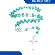 HIJAU GREEN MARBLE ROSARY NECKLACE CATHOLIC ROSARY/ BENEDICT ROSARY/