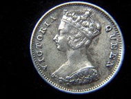 銀幣-1899年英屬香港(Hong Kong Colony)一毫(Silver Cents)銀幣(英女皇維多利亞哥德裝束肖像)
