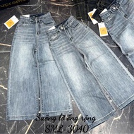 Quần bò jean nữ dáng lỡ 90cm ống suông rộng - Size SML - 3040 3041