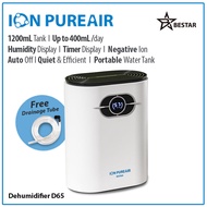 Dehumidifier ION PUREAIR D65 Air Purifier Mini Portable Dehumidifier 1200ml Tank, Up to 400ml/Day Humidity Display/ Timer Display/ Remote Control/ Negative Ion/
