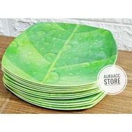 1 DOZEN 12PCS TEPLEK SQUARE SERVING PLATES/ MELAMIN SERVING PLATES/ SIZE 9INC/ LEAF MOTIF/ THICK AND