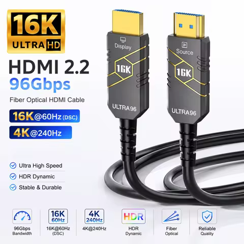 New 16K Fiber Optical HDMI 2.2 Cable 96Gbps 4K@240Hz 16K@60Hz HDR High Refresh PVC HDMI For RTX 5090