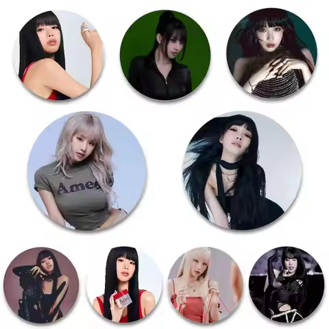 N-natty Singer K-KISS Of LIFE Badges Anime Round Laser Badge Cartoon Brooch Clothes Backpack Accesso