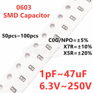 0603 SMD Capacitor 1PF 2.2PF 3.3PF 4.7PF 6.8PF 10PF 12PF 15PF 18PF 22PF 27PF 33PF 47PF 68PF 82PF 100
