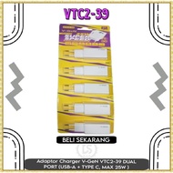 V-GeN VTC2-39 DUAL PORT Charger Adapter (USB-A + TYPE C, MAX 25W)
