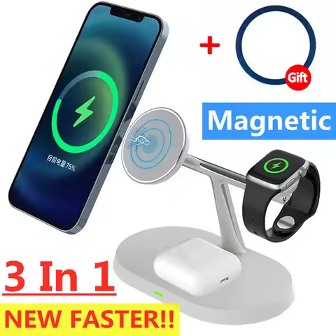 30W 3 in 1 Magnetic Wireless Charger Stand Macsafe For iPhone 14 13 12 Pro Max Airpods Pro Apple Wat