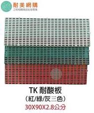 ［耐美網購］TK 耐酸板 30X90X2.8公分 一箱12片裝（紅/綠/灰 三色）（附發票）