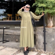 Zira Dress by hagia | Ruffled waist Dress and elastic sleeves