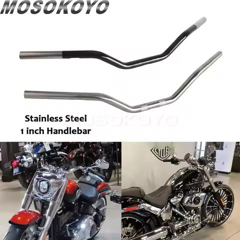 Rise 3" 4" Handlebars 25mm Motorcycle Handle Bar 1in For Harley Softail Fat Boy FLFB Street Bob FXBB