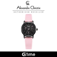 [Official Warranty] Alexandre Christie 2A22BFRIPBALK Women's Black Dial Silicone Strap Watch