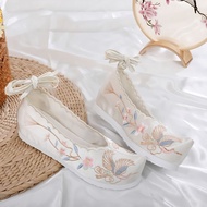 Hanfu Shoes Female Students Antique Embroidered Shoes Female Matching Hanfu Inner Heightening Antiqu