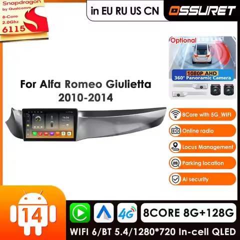 9 inch AI Intelligent Screen Carplay Android 14 Car Radio For Alfa Romeo Giulietta 2010-2018 Car Mul